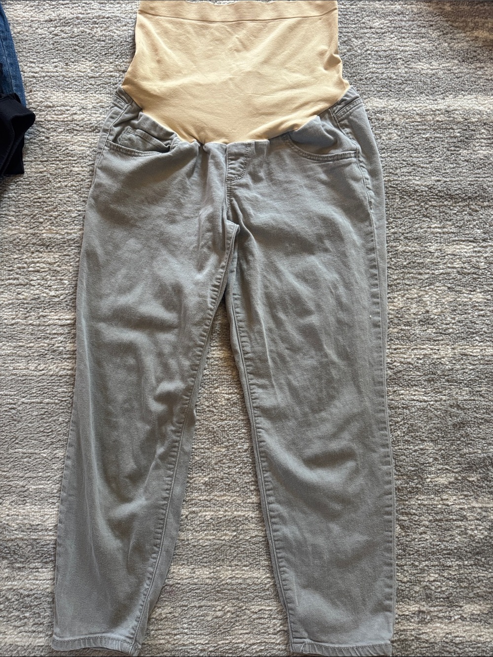 a:glow Gray Skinny Maternity Jeans with Beige Support Panel